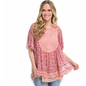 Pink Lace Women's Tunic Top